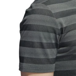 Adidas Stripe Primegreen Golf Polo Shirt HN0631 -Golf World Sales HN0631 8 APPAREL OnModel DetailView2 white